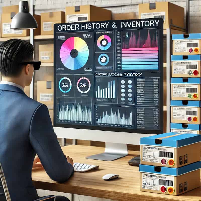 発注履歴と在庫数の見える化のイメージ画像